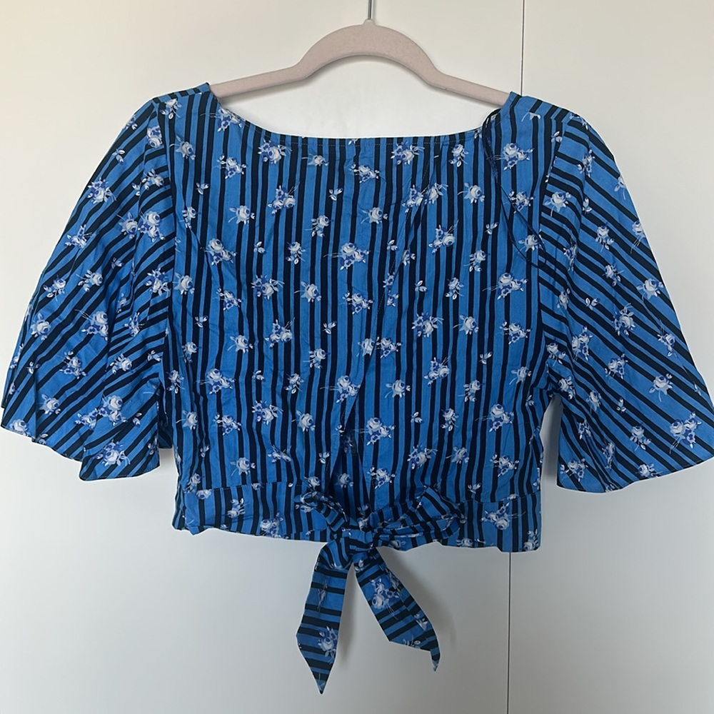 Tramp tie back floral Crop Top‎ vacation beach coastal cotton